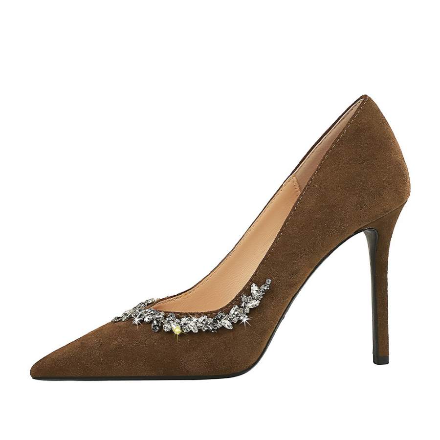 QITUMAUL Suede Slim Heel High Heels Women's