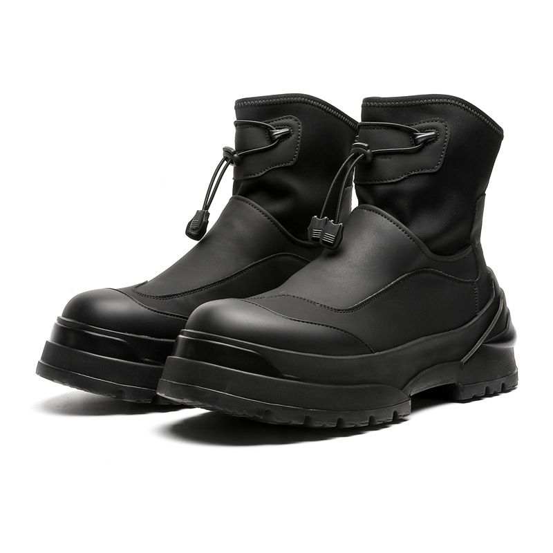 MODENGPAN MODENGPAN Cow Split Leather Ankle Boots Men's Black