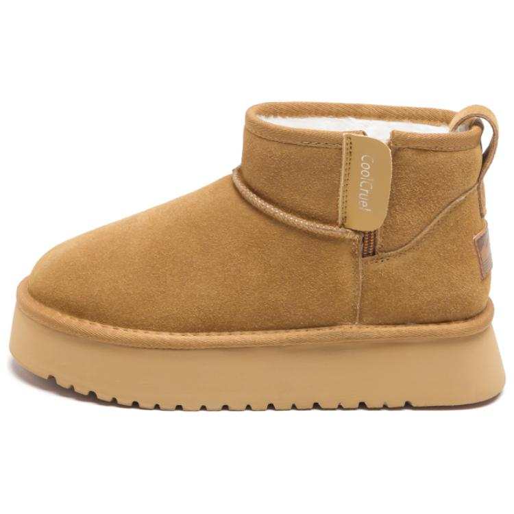 AGSDON Cow Suede Thermal Outerwear Thickened And Fleece Lined Insulated Shoes Platform Height Increasing 10.5cm