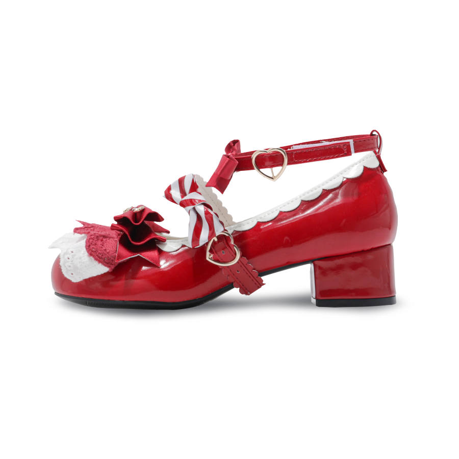 DANGLIANG Chunky Heel Mary Jane Shoes 4.5cm Women's Red