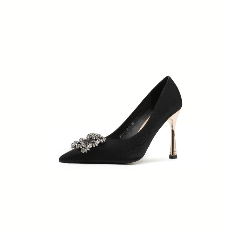 QITUMAUL Silk Slim Heel High Heels Women's
