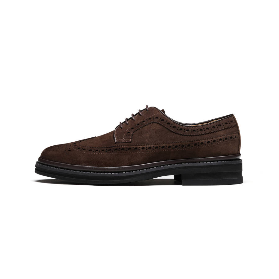 TRUFFAUT Vintage Platform Ornate Derby Shoes Cow Suede Casual Shoes Men's Coffee