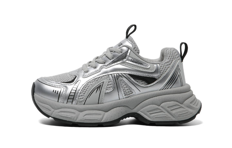 FOREVER 21 Abrasion Resistant Slip Resistant Low top Chunky Sneakers Women's Silver