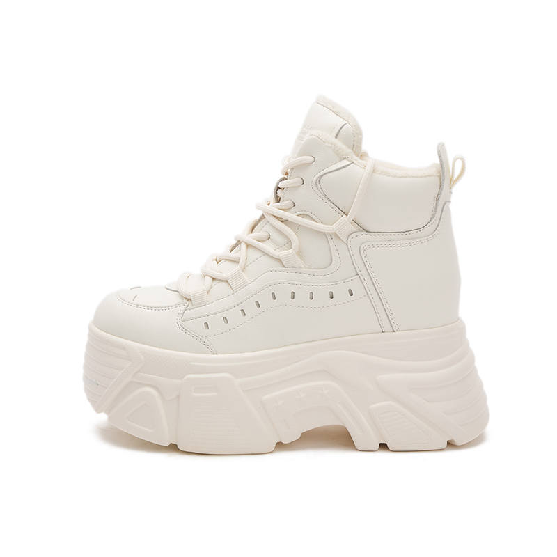 MILANLIANGE Fleece Lined Platform Lightweight Height Increasing Thermal Low top Chunky Sneakers Women's