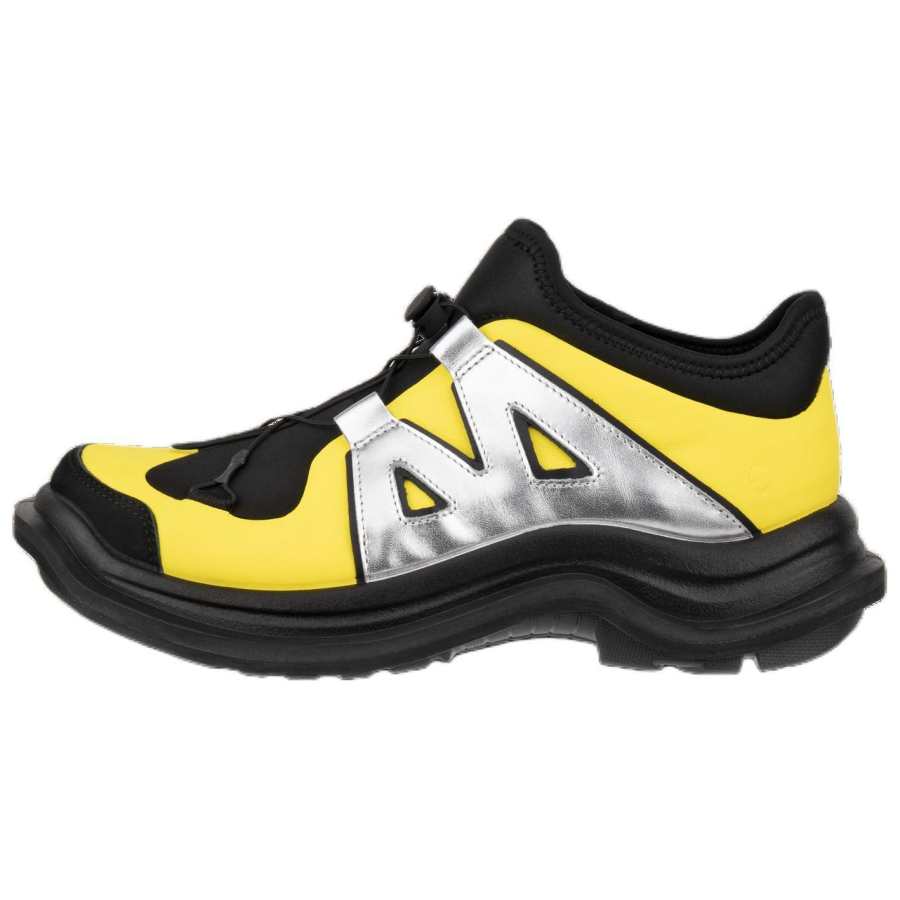 Ecco Off road Series Leather Low top Casual Shoes Women's Yellow Silver