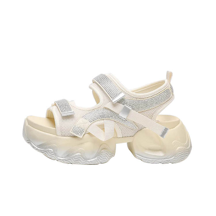 WOOS BOBO Summer Soft Sole Slip on Shoes Platform Height Increasing Leg Lengthening Beach Sandals Women's