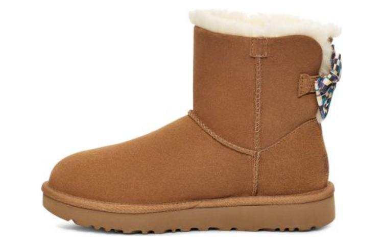 UGG UGG Checkered Bow Short Snow Boots 'Brown' Women's