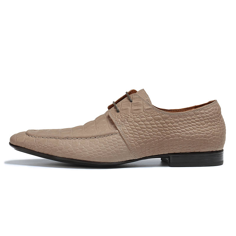 ASTON M.JAZZ Top Grain Cow Leather Dress Shoes Men's Ecru