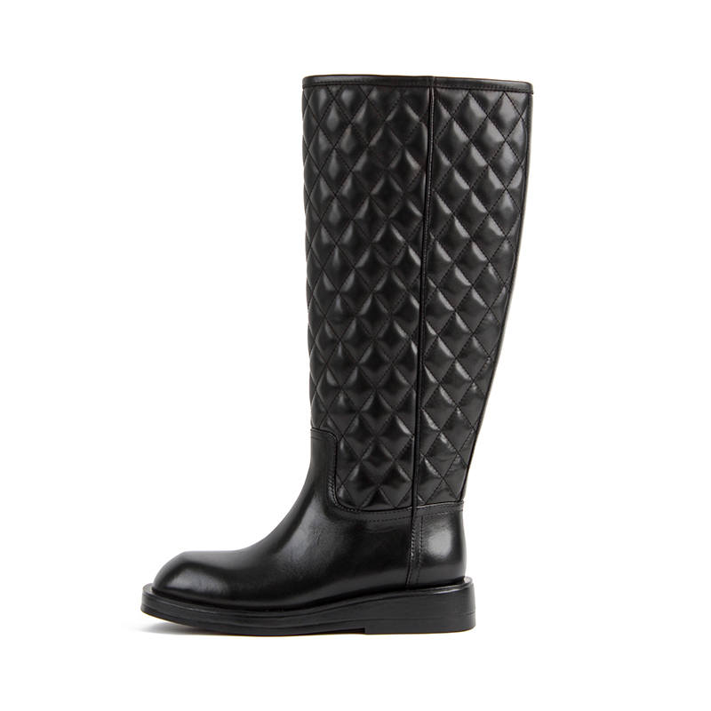 CALVIN LUO Cow Leather Knee high Boots Women's Black