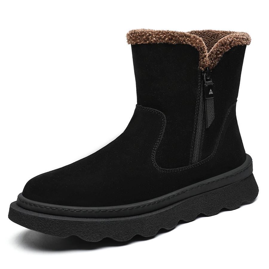 CHINT CHINT Cow Suede Knee High Snow Boots Men's Black