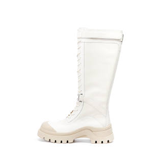 R'AZZURRO Top Grain Cow Leather Knee high Boots Women's Cloud White