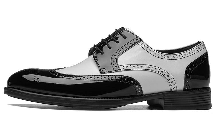 ROBERTA DI CAMERINO Top Grain Cow Leather Dress Shoes Men's Black White