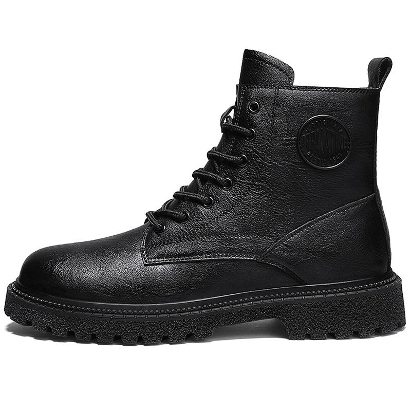 DAISHUTOU Cow Split Leather Fashion Trend Crew Combat Boots Unisex