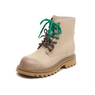 BAFFN Cow Leather Short Combat Boots Women's Apricot