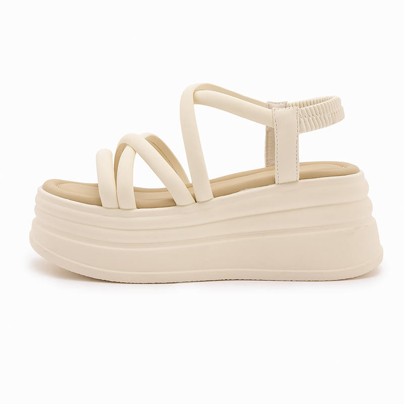 MILANLIANGE Pu Roman Sandals 7.5cm Women's Black