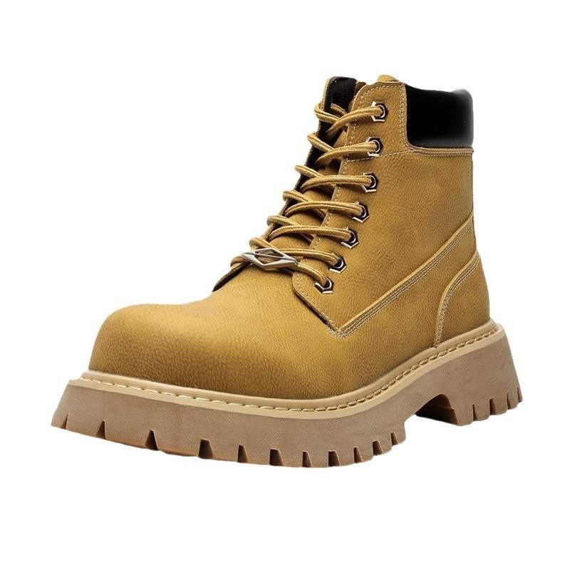 LUNMADENG LUNMADENG Leather Short Combat Boots Men's