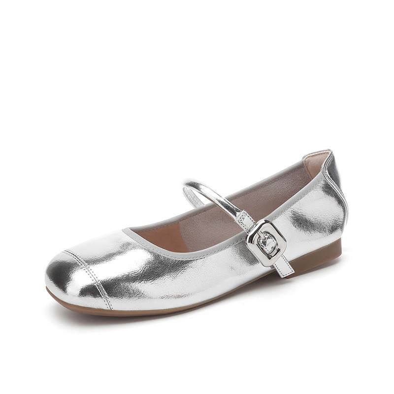 QUICHESHOES Cow Split Leather Chunky Heel Mary Jane Shoes Women's