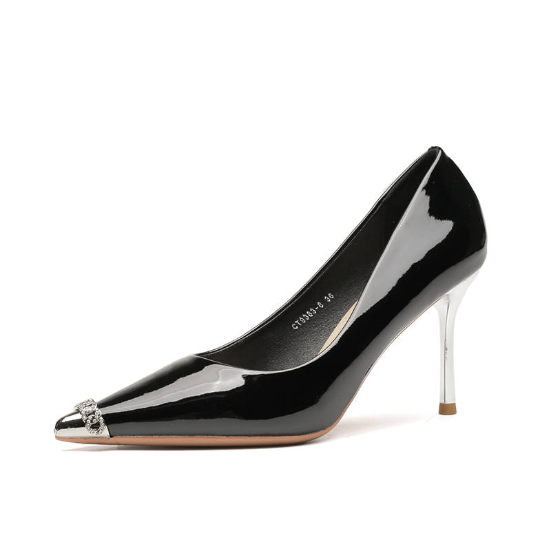 RoseDoris Patent Leather Slim Heel High Heels 8cm Women's Black