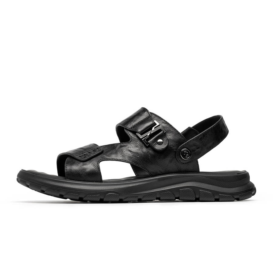 C°BANNER Cow Leather Beach Sandals Men's Black