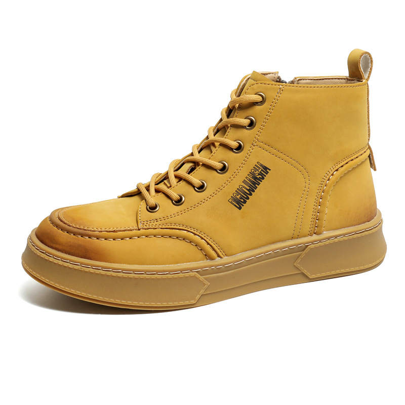 V ZERO FIVE V ZERO FIVE Microfiber Leather Ankle Boots Men's Yellow