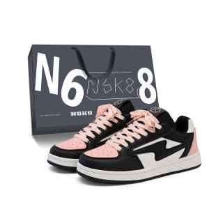 N6K8 Slip Resistant Abrasion Resistant Low top Skateboard Shoes Unisex Black Pink