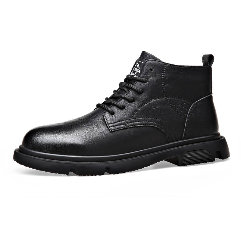 LUOMENG LUOMENG Short Mid Calf Combat Boots Men's Black