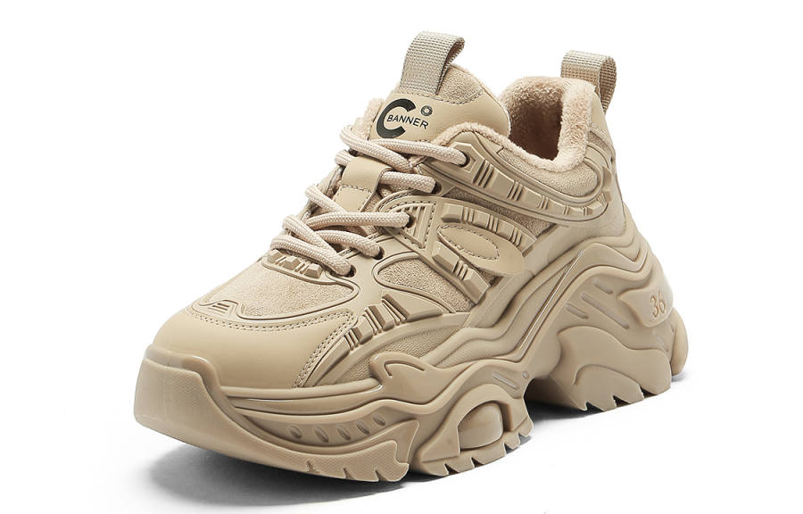 C°BANNER Fabric Low top Chunky Sneakers Women's Apricot