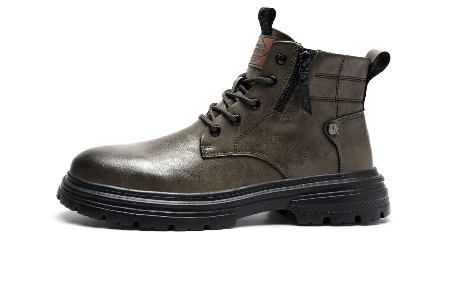 HLA HLA Microfiber Leather Short Combat Boots 4cm Men's