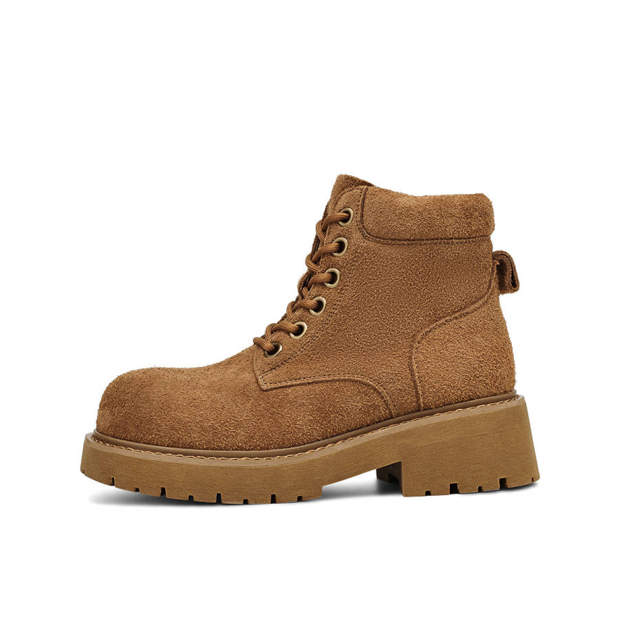 BOERDIQI Cow Split Leather Short Combat Boots Women's