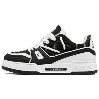 V.YERXU Skate Sneaker Fashion Good Looking Black White Skateboard Shoes Men's White Black