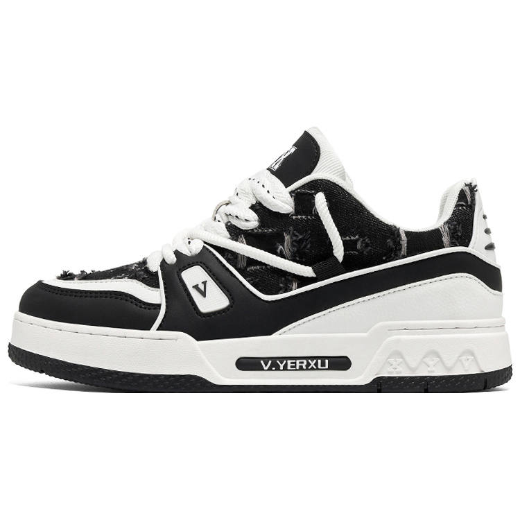 V.YERXU Skate Sneaker Fashion Good Looking Black White Skateboard Shoes Men's White Black