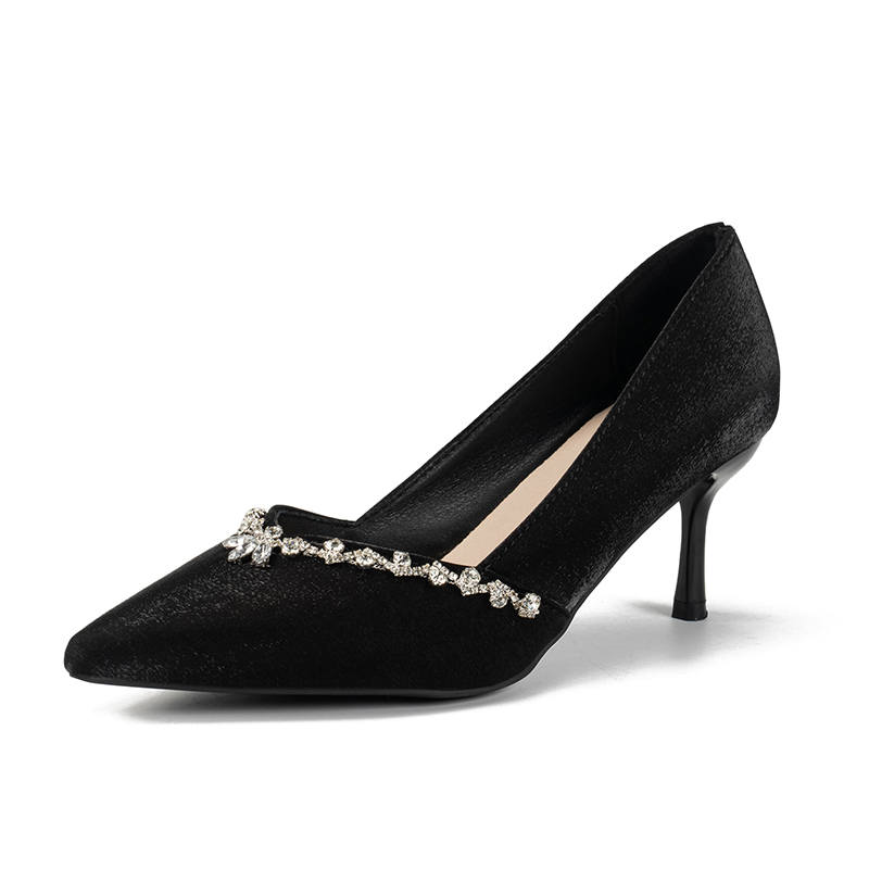 WOXXXN Pu Slim Heel High Heels Women's Black Gift Box Set