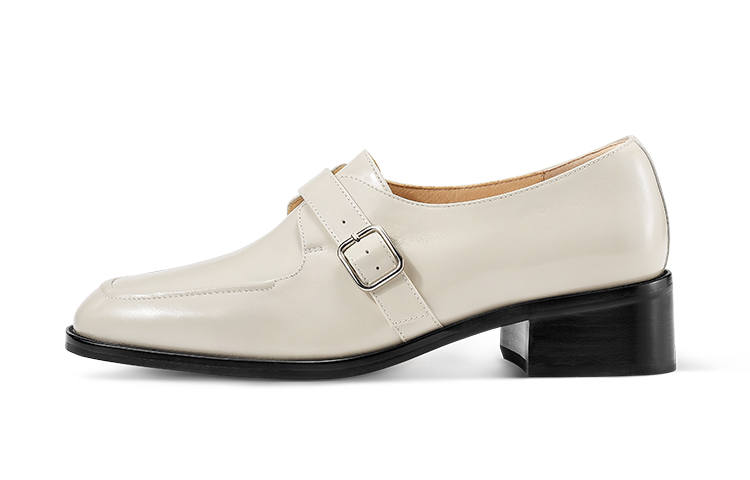 7or9 Cheese Scone Cow Leather Casual Shoes 3.5cm Women's Ivory