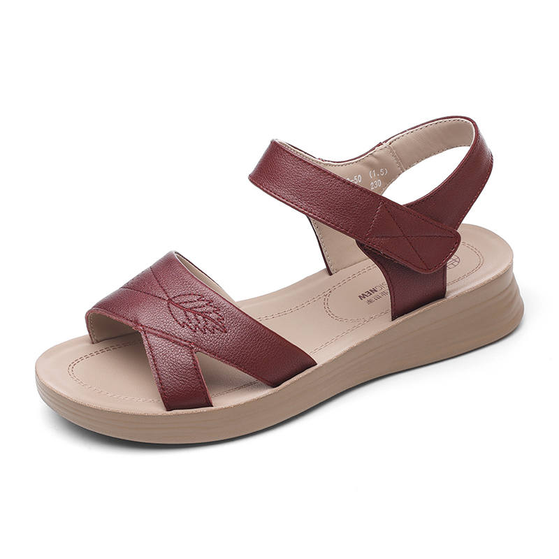 XINNUO Cow Leather One Strap Sandals Women's