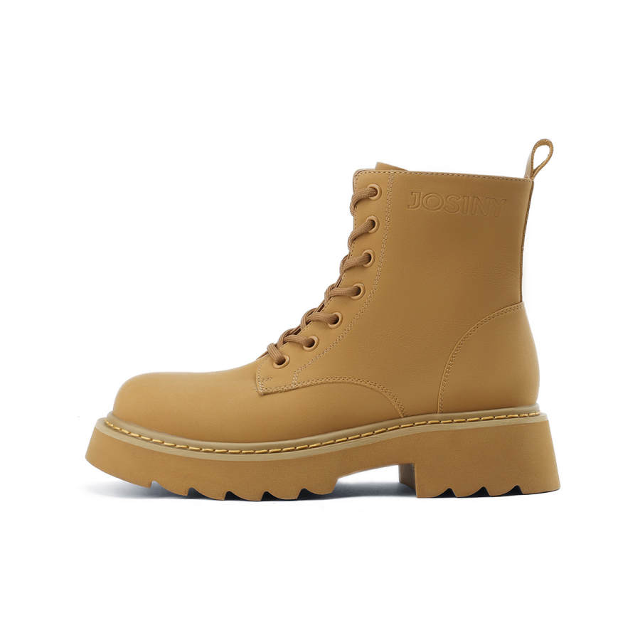 JOSINY PU Short Mid Calf Combat Boots 5cm Women's