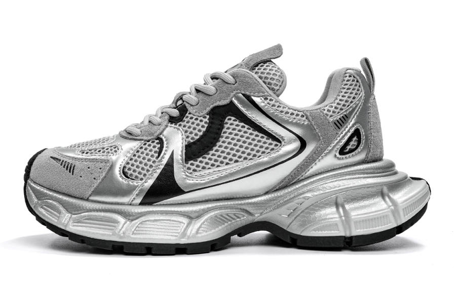 EBLAN Textile, Synthetic Leather, Split Cow Leather Abrasion Resistant Breathable Low top Chunky Sneakers Unisex