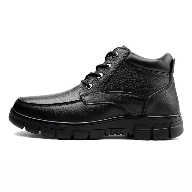 WENNAI Top Grain Cow Leather Casual Shoes Men's Black