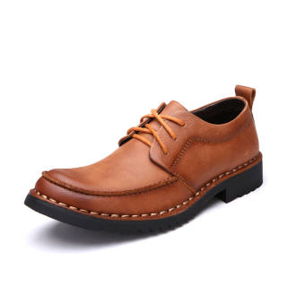 Laoks Casual Leather Shoes Men's Low Top Brown/Black