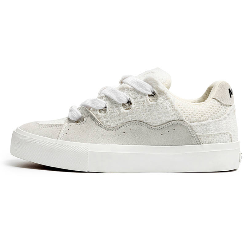 Medd Skateboard Shoes Unisex Low Top White Plaid/White Gray/Black