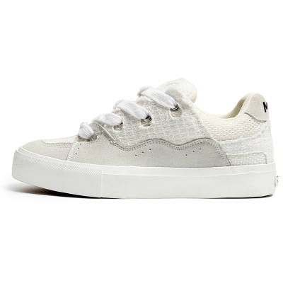 Medd Skateboard Shoes Unisex Low Top White Plaid/White Gray/Black