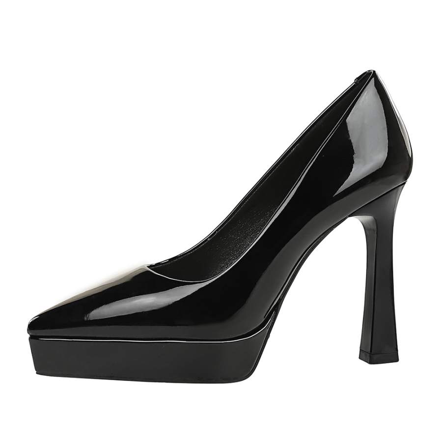 QITUMAUL Patent Leather Chunky Heel High Heels Women's
