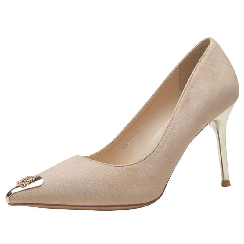 HKCP Suede Slim Heel High Heels 8.5cm Women's