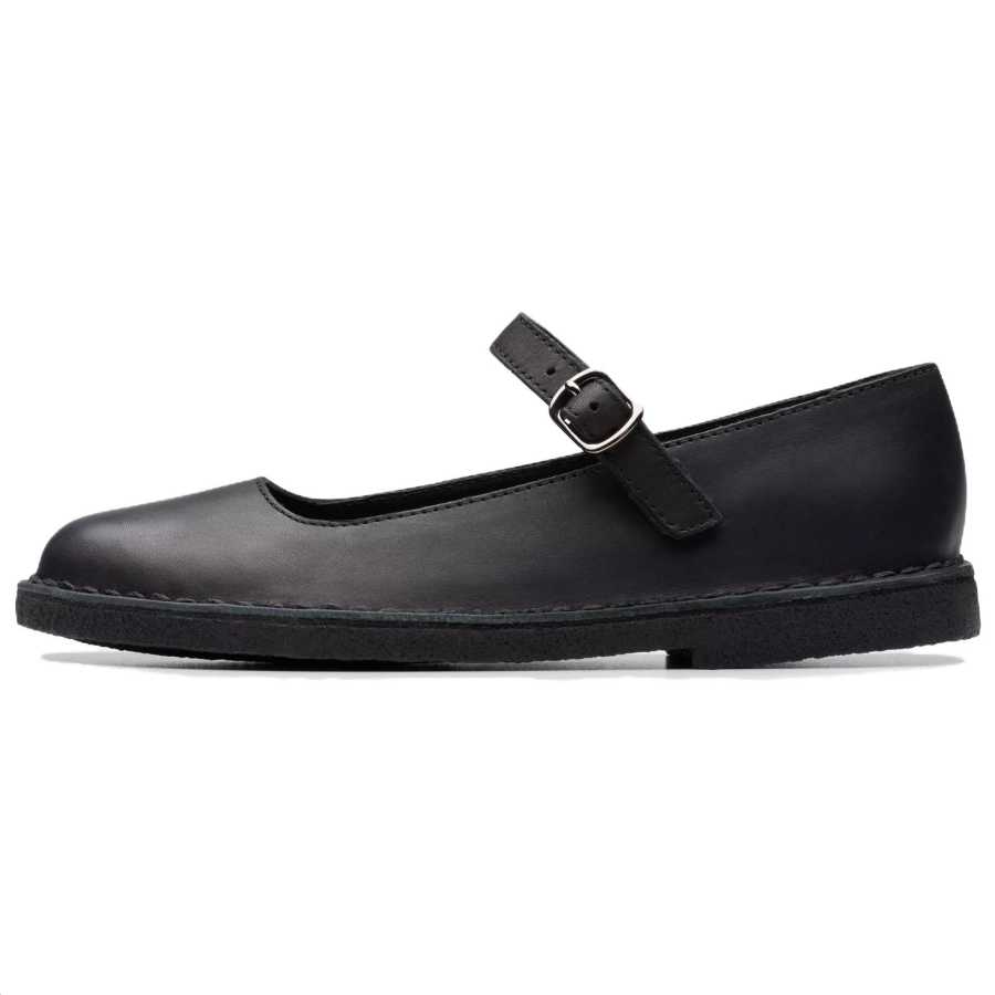 Clarks Desert Jane Leather Flat Mary Jane Shoes Women's Black
