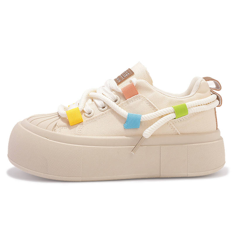 SNXR Canvas Slip Resistant Abrasion Resistant Slip Resistant Abrasion Resistant Low top Skateboard Shoes Women's Beige