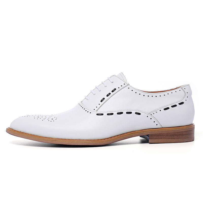 ASTON M.JAZZ Top Grain Cow Leather Dress Shoes Men's White