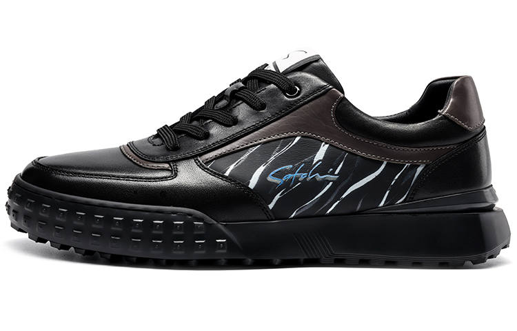 Satchi Top Grain Cow Leather Sports Casual Shoes Men's Black