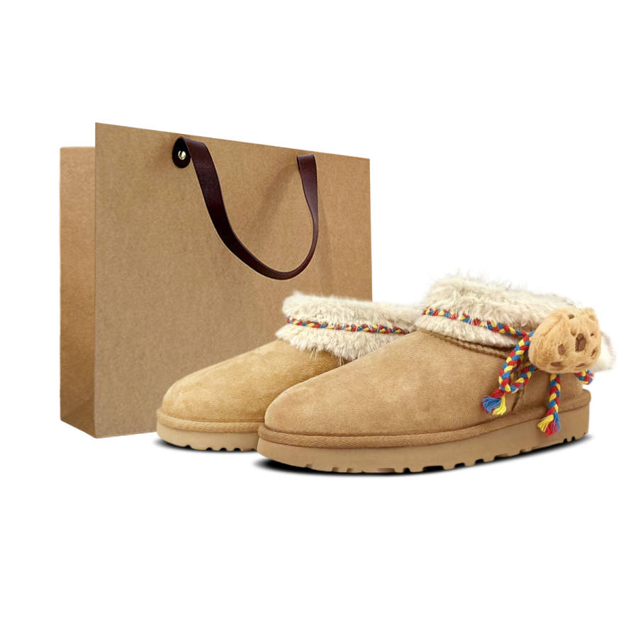 UGG CLASSIC ULTRA MINI Sheepskin Thermal Slip Resistant Ankle Length Snow Boots Women's Chestnut Brown