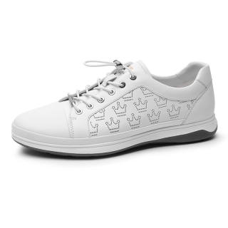 CROWN Cow Leather Low top Skateboard Shoes Men's White