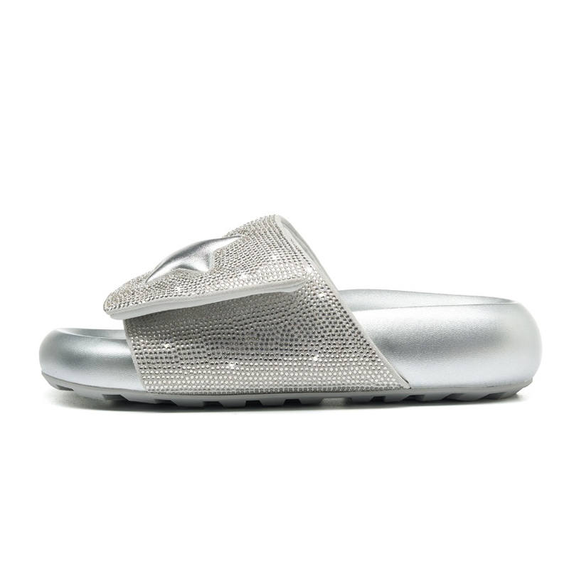 LIANGHUO Rubber Sole Rhinestone Slip Resistant Abrasion Resistant Slip Resistant Abrasion Resistant Slide Slippers