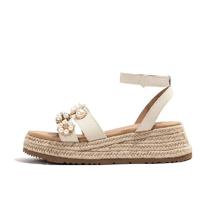 LAOMIAO Cow Leather One Strap Sandals Women's Ecru